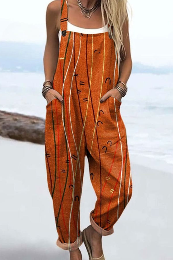Tuta da donna - Design floreale vintage, gambe larghe per comfort e stile