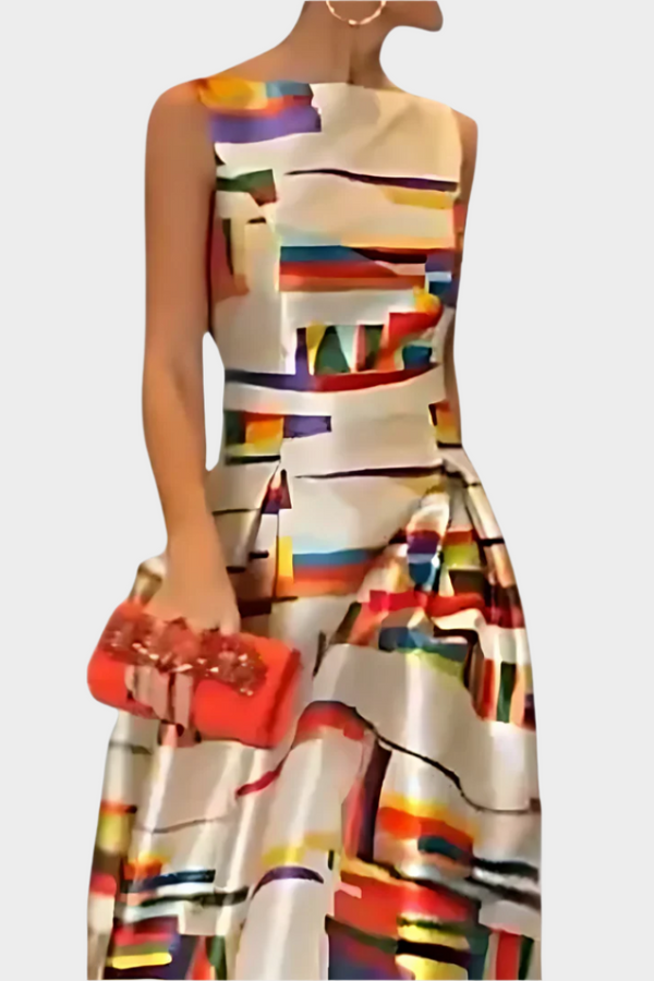 Abito lungo con effetto lineare e texture lucida