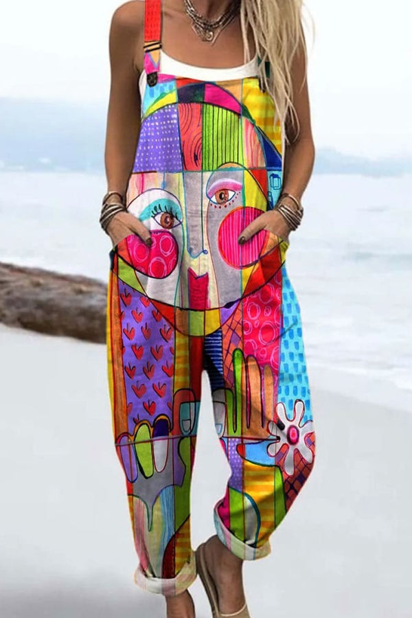 Tuta da donna - Design floreale vintage, comfort e stile con gambe larghe
