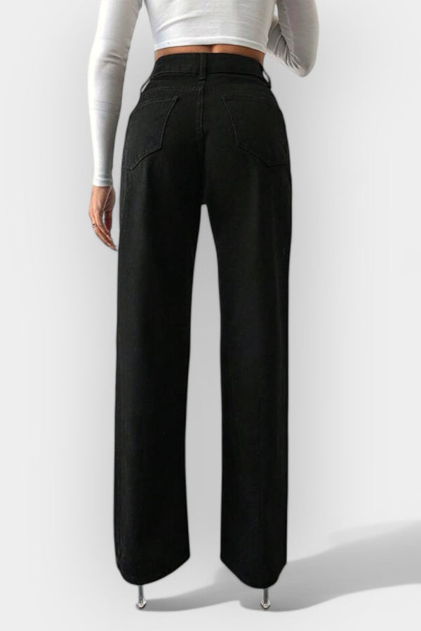 Jeans a vita alta con gambe larghe