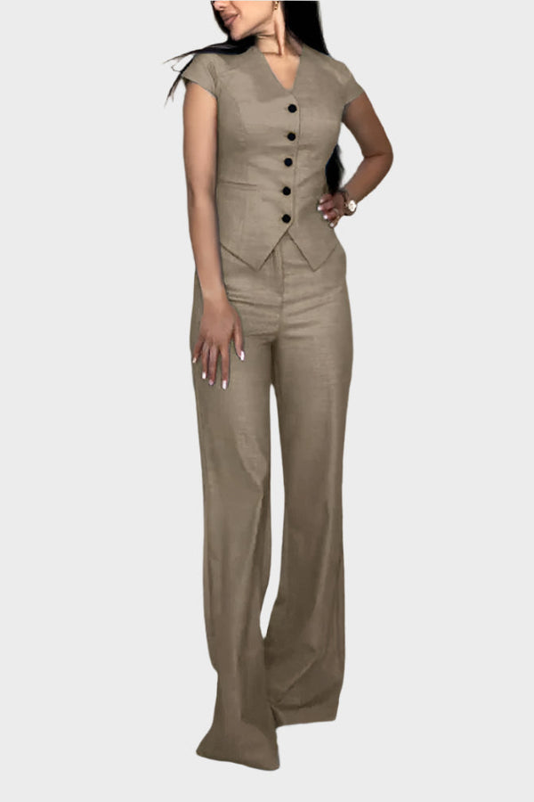 Completo top e pantaloni con scollo a V