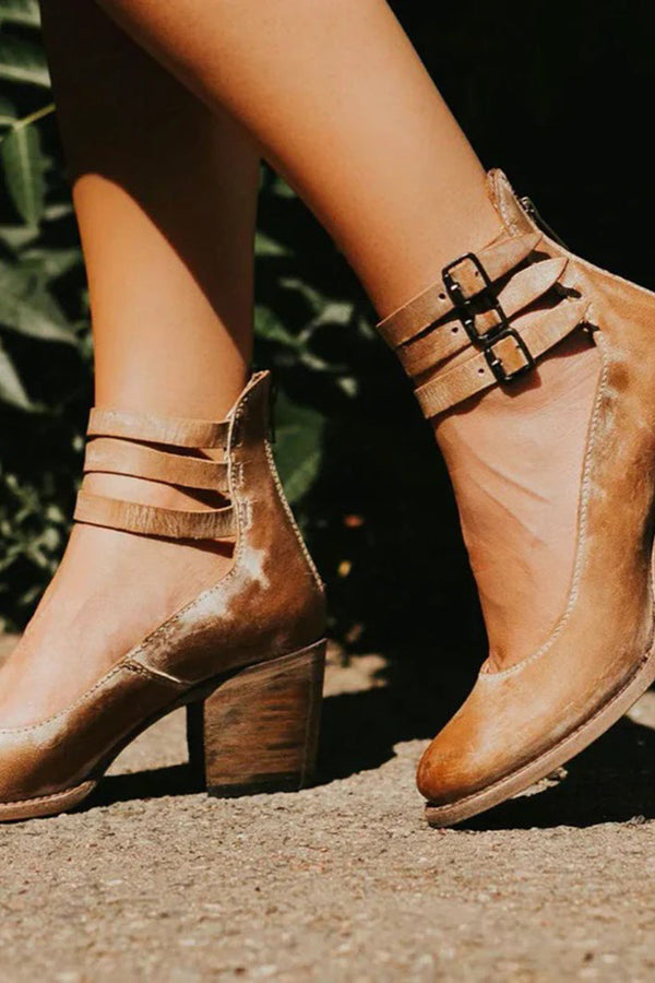 Ever - Scarpe con tacco grosso e punta tonda da donna