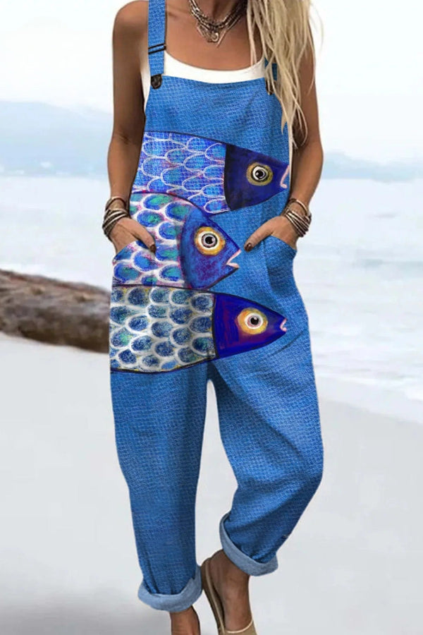 Tuta da donna - Design floreale vintage, gambe larghe per comfort e stile