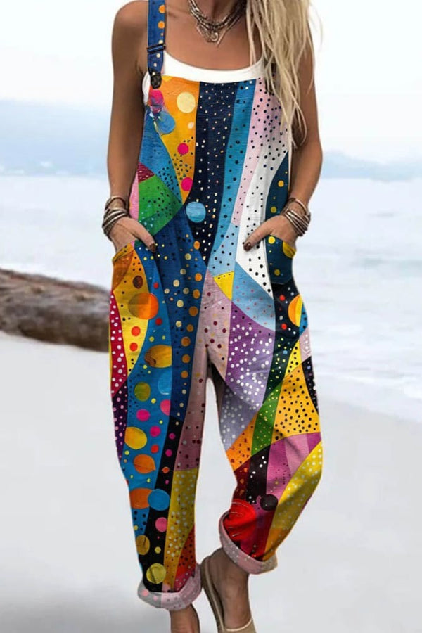 Tuta da donna - Design floreale vintage, gambe larghe per comfort e stile