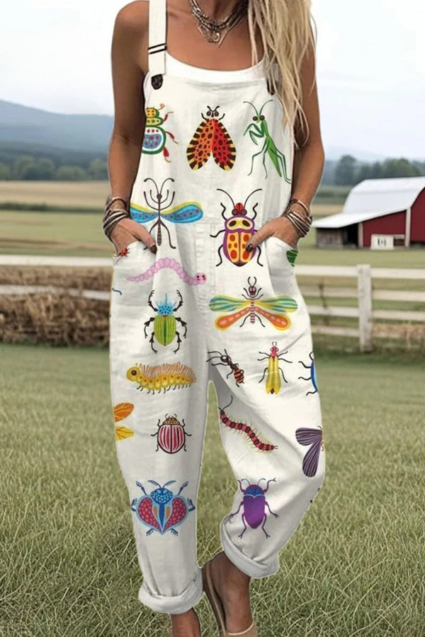 Tuta da donna - Design floreale vintage, gambe larghe per comfort e stile