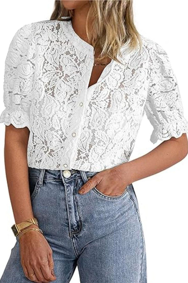 Iris - Camicia Chic a Maniche Lunghe con Bottoni