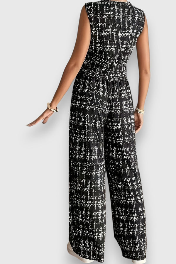 Completo due pezzi con scollo a V e pantaloni coordinati