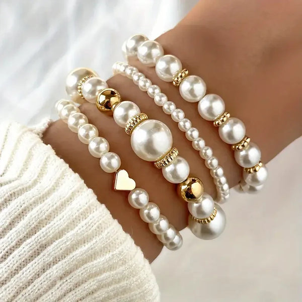 Set di Braccialetti con Perle Squisite | Oro
