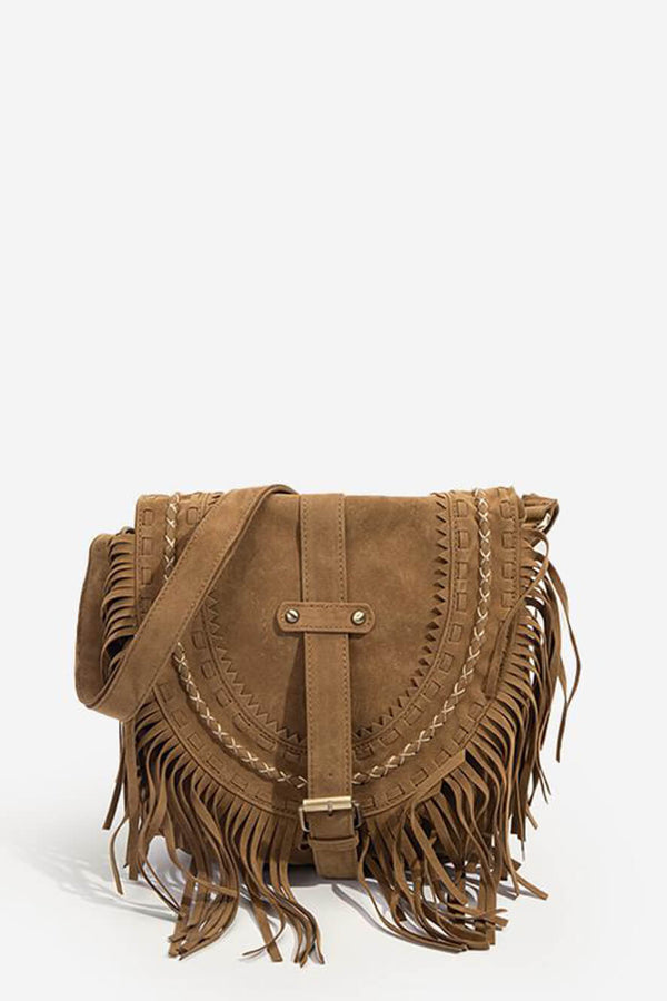 Riley™ - Borsa fatta a mano con frange e fibbia