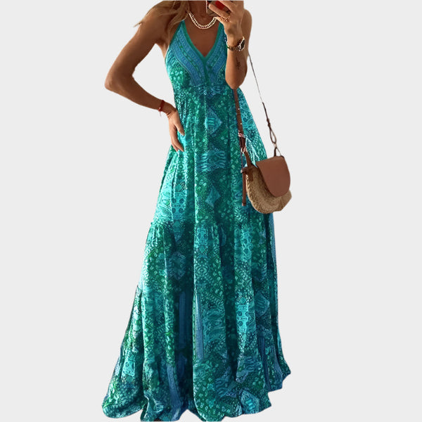 Abito boho con spalline sottili e scollo a V