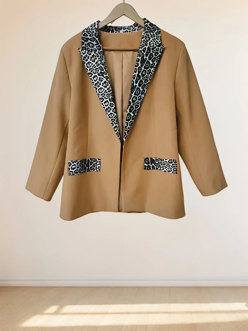 Peyton™ - Elegante cappotto con colletto stampato leopardato