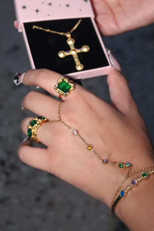 Anello Chunky Dune Smeraldo