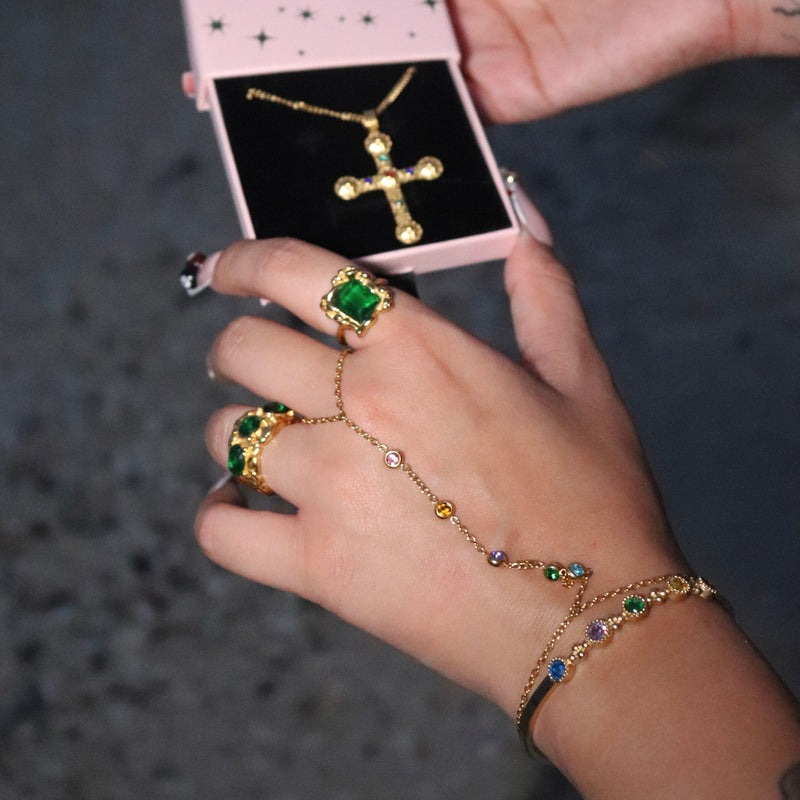 Anello Chunky Dune Smeraldo