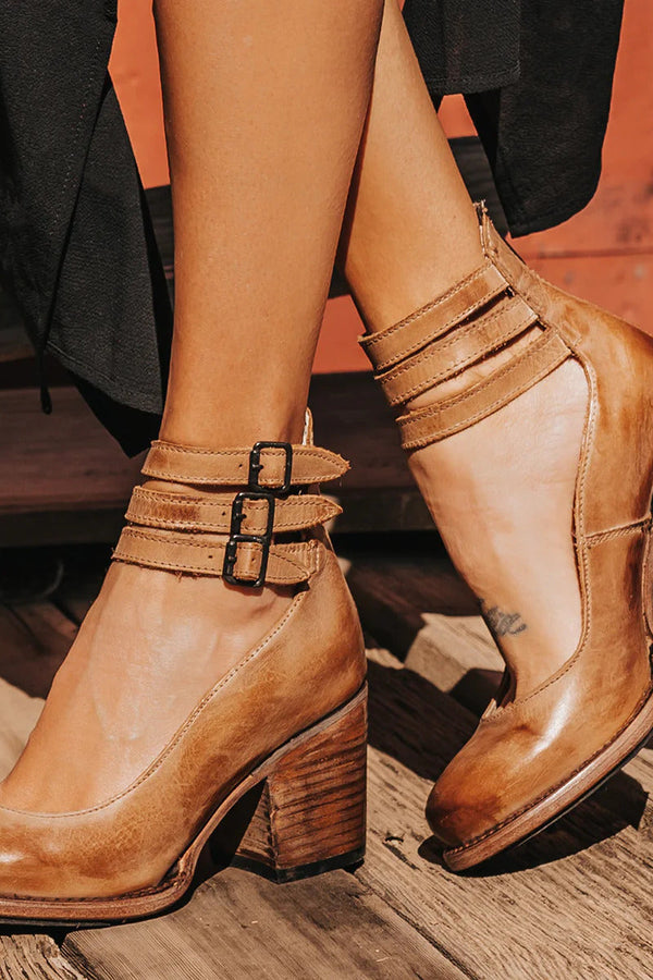 Ever - Scarpe con tacco grosso e punta tonda da donna