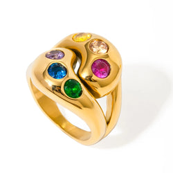 Anello con gemma effetto spruzzo di colore