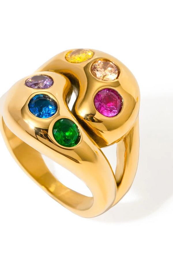 Anello con gemma effetto spruzzo di colore
