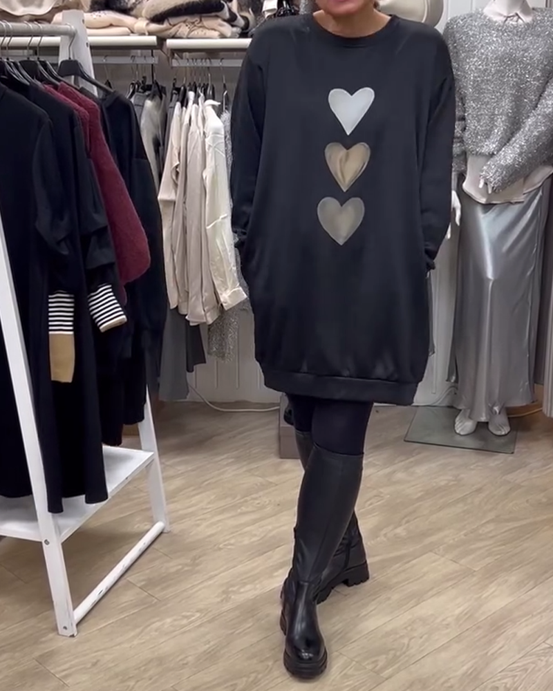 Flossy | Felpa a maniche lunghe con stampa a cuore 