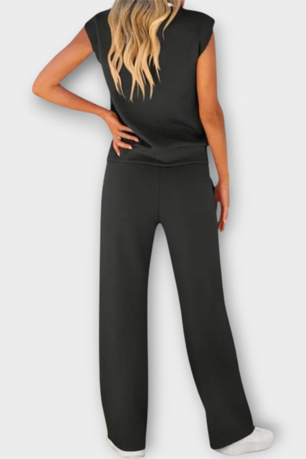 Completo camicetta e pantaloni senza maniche con coulisse