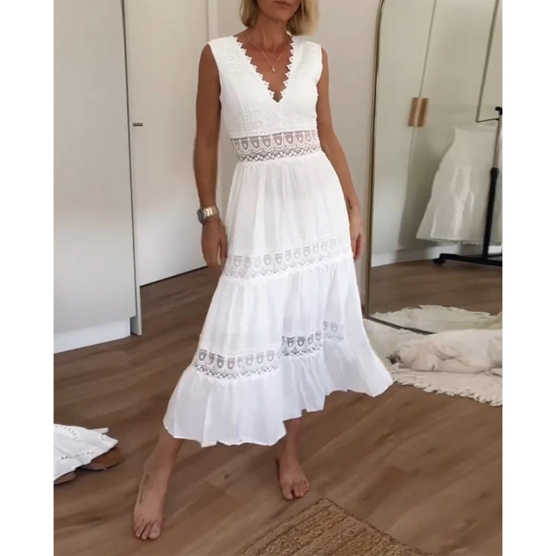 Eleni | Vestito elegante con pizzo e scollo a V