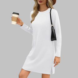 Tiana - Vestito Mini Casual a Maniche Lunghe con Scollo Rotondo