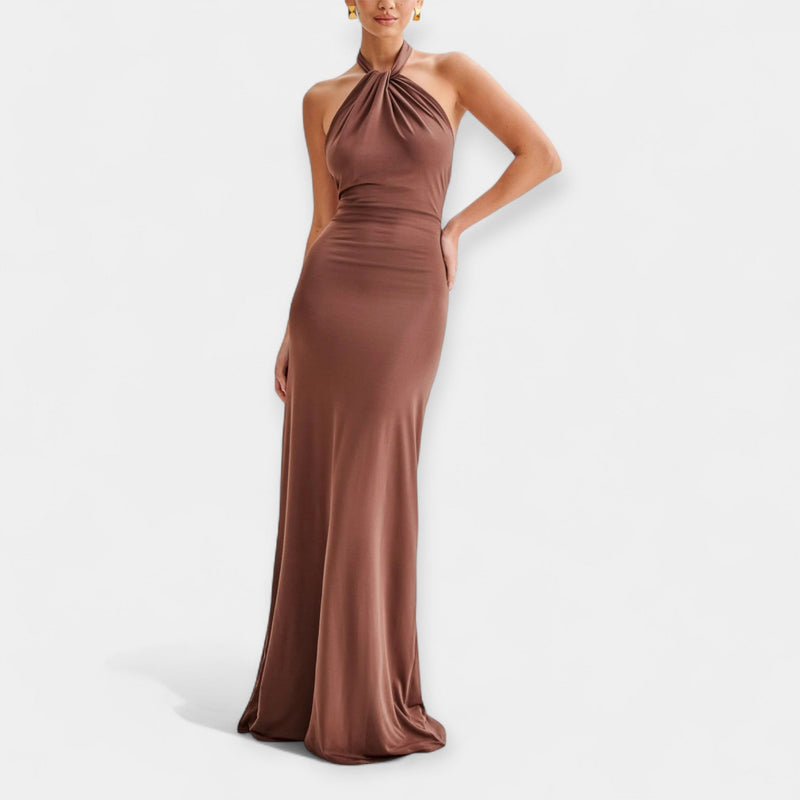 Vestito Maxi con Fiocco al Collo