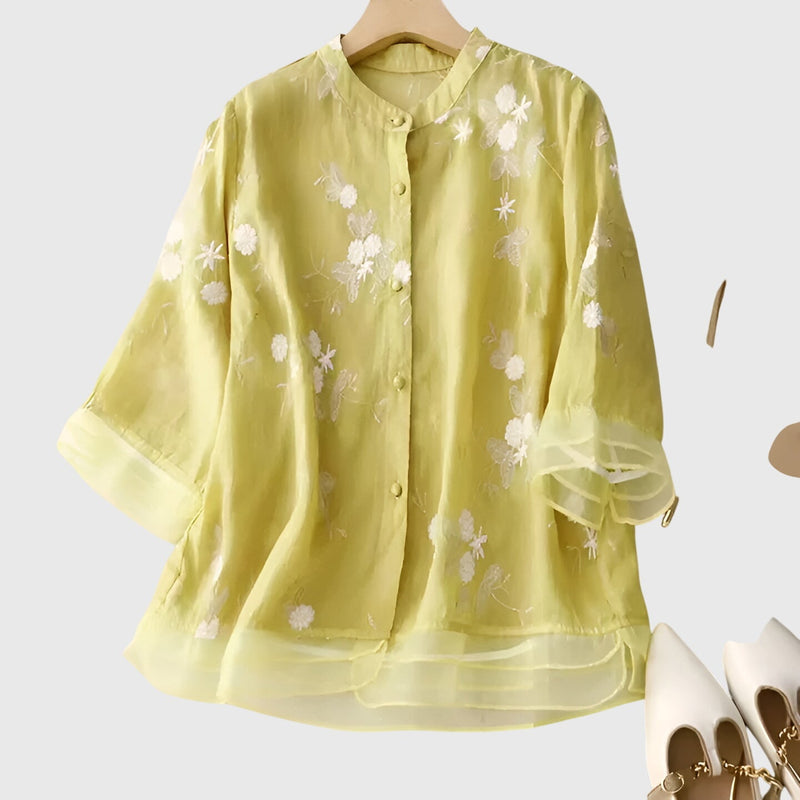 Nellie™ | Elegante top con fiori ricamati