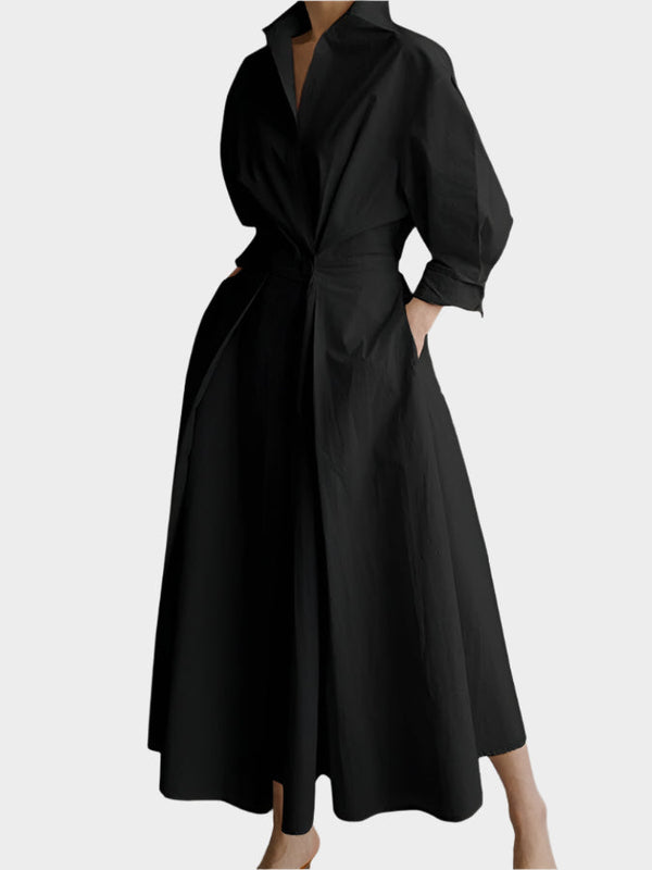 Elegante abito a trapezio con colletto polo