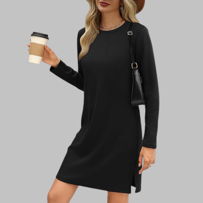 Tiana - Vestito Mini Casual a Maniche Lunghe con Scollo Rotondo