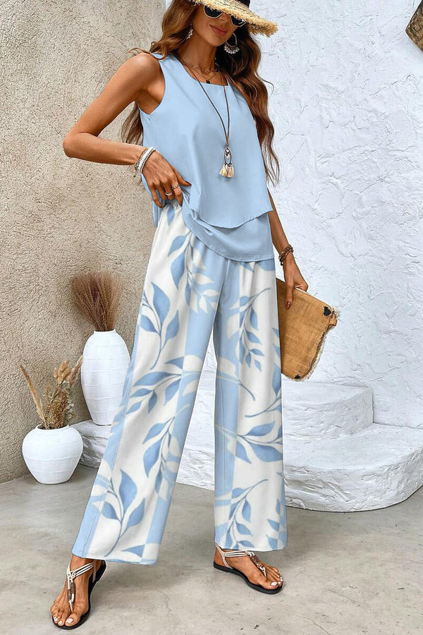 Alba | Completo elegante con top e pantaloni floreali