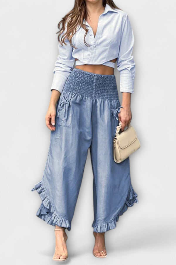 Comodi pantaloni in lino con pieghe moderne