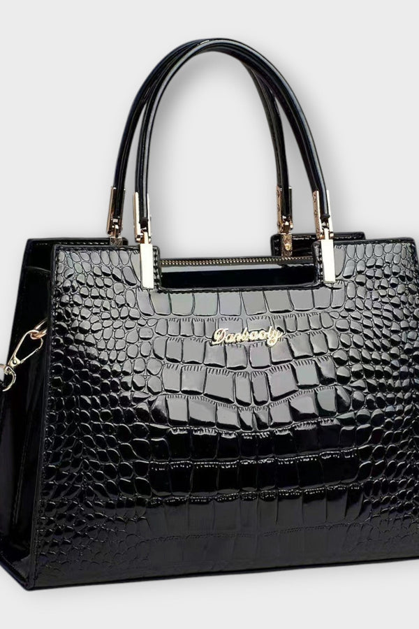 Olivia - Borsa a mano con motivo coccodrillo lucido
