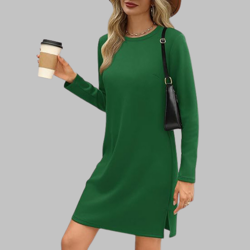 Tiana - Vestito Mini Casual a Maniche Lunghe con Scollo Rotondo