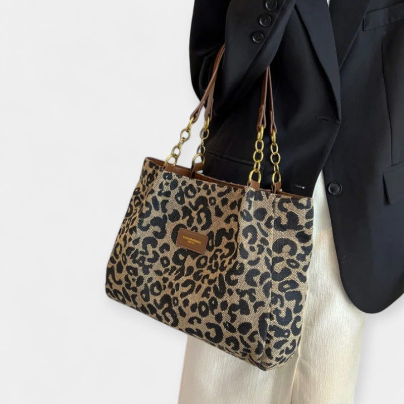 Borsa a tracolla con stampa animalier