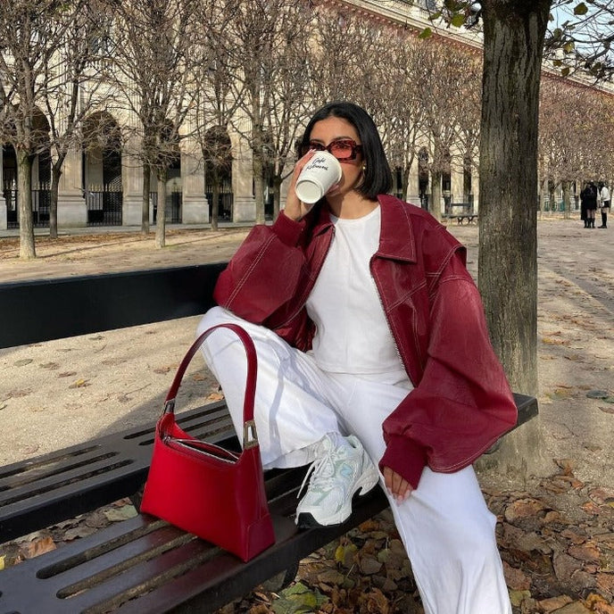 Faye™ - Giacca in pelle oversize