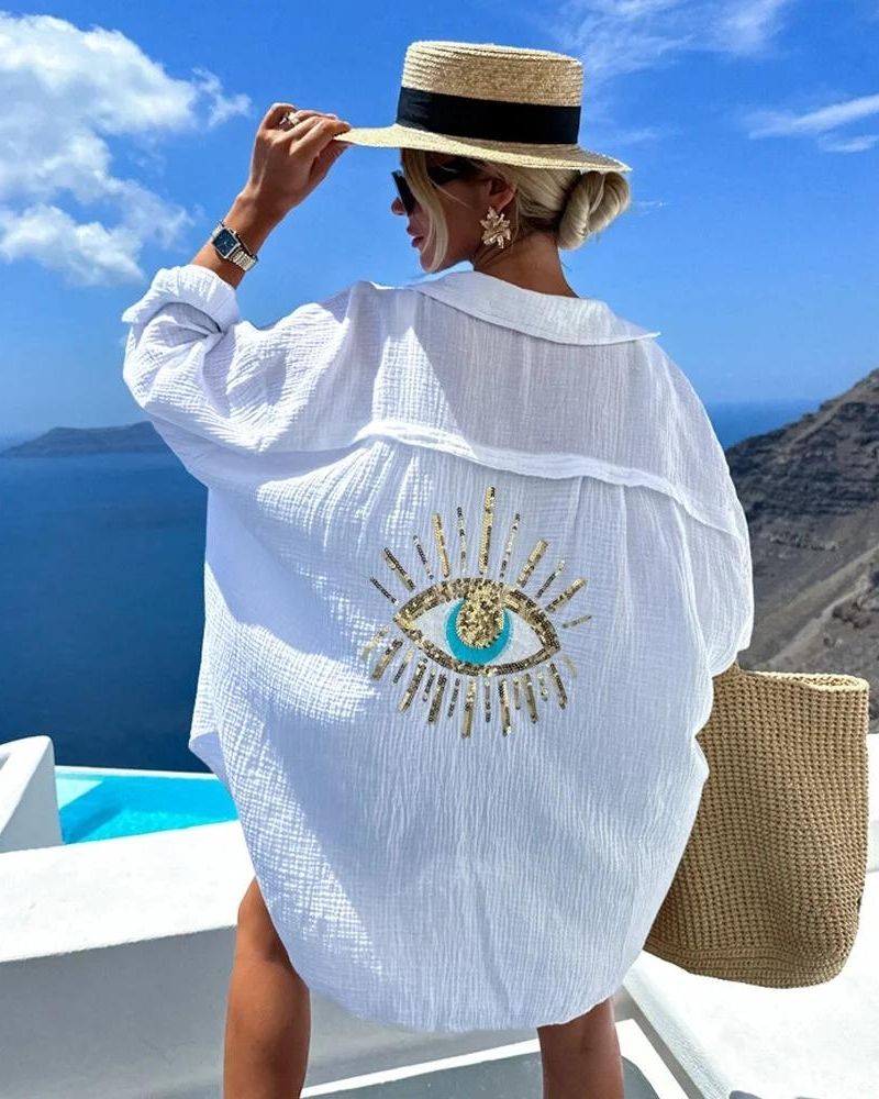 Blakely | Camicia casual con paillettes e perle