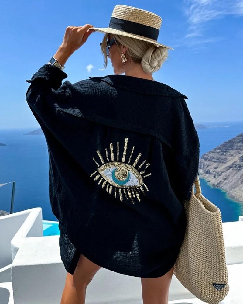 Blakely | Camicia casual con paillettes e perle