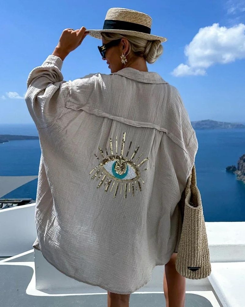 Blakely | Camicia casual con paillettes e perle