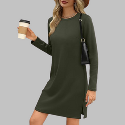 Tiana - Vestito Mini Casual a Maniche Lunghe con Scollo Rotondo