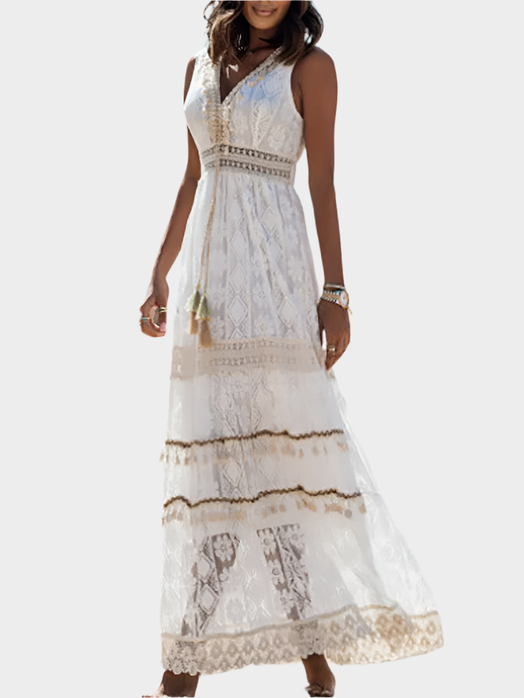 Abito retrò con stile boho e cravatta