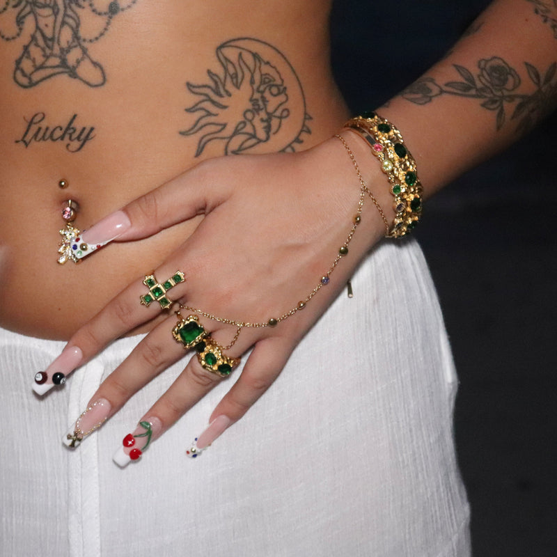 Anello Chunky Dune Smeraldo