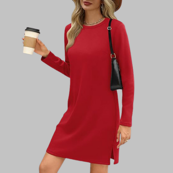 Tiana - Vestito Mini Casual a Maniche Lunghe con Scollo Rotondo