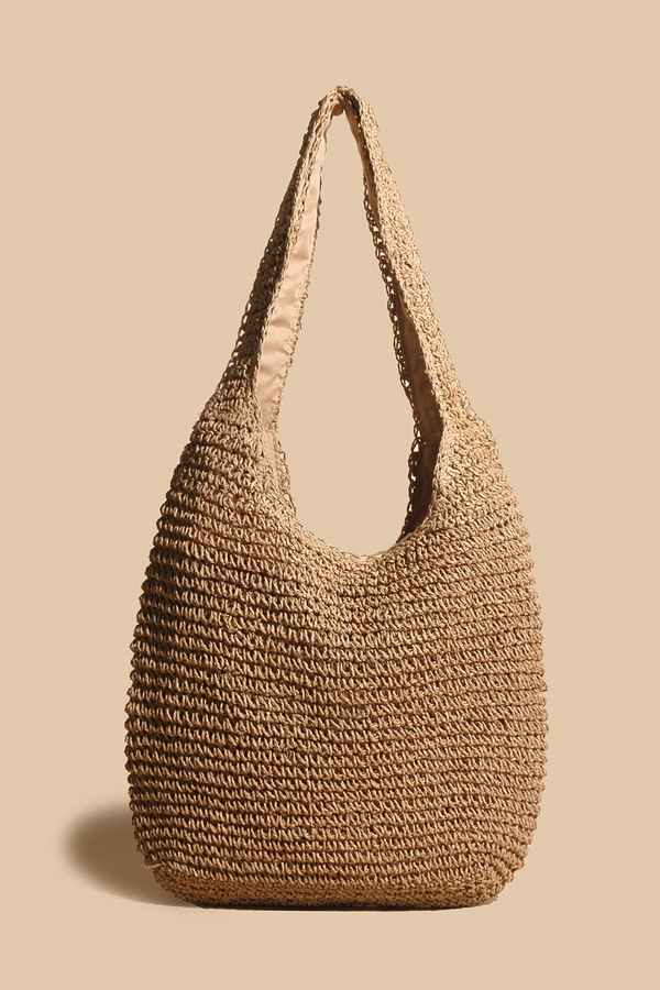 Valeria - Elegante borsa a tracolla in paglia intrecciata in rattan 