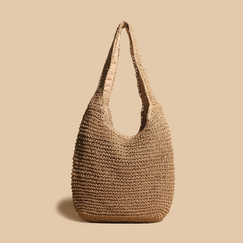 Valeria - Elegante borsa a tracolla in paglia intrecciata in rattan 