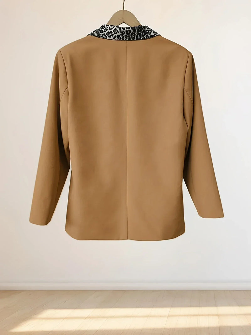 Peyton™ - Elegante cappotto con colletto stampato leopardato