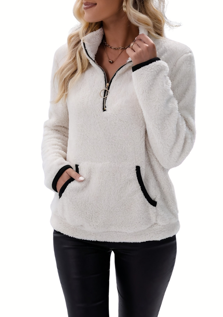 Rosely | Felpa in pile Borg con mezza zip 