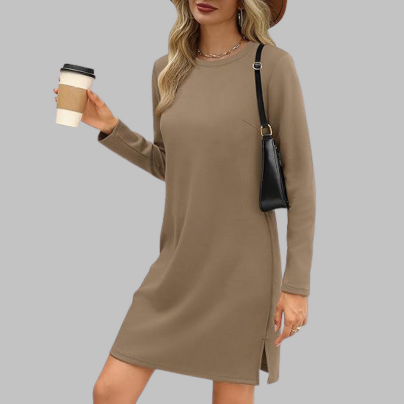 Tiana - Vestito Mini Casual a Maniche Lunghe con Scollo Rotondo