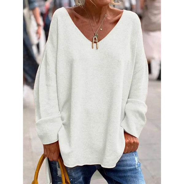 NORA - BLUSA CASUAL CHIC CON SCOLLO A V 