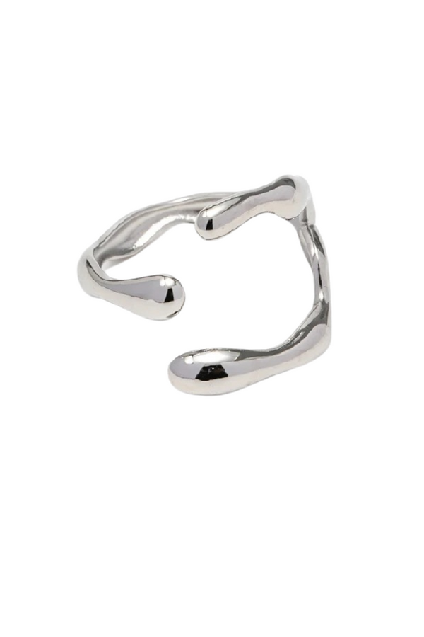 Anello geometrico regolabile in argento