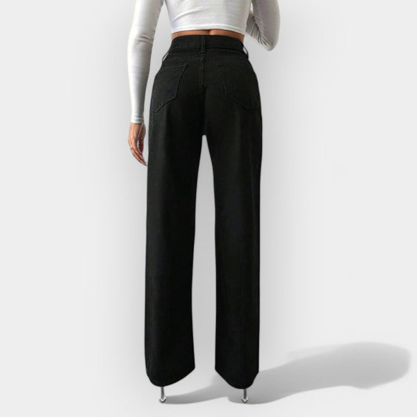 Jeans a vita alta con gambe larghe
