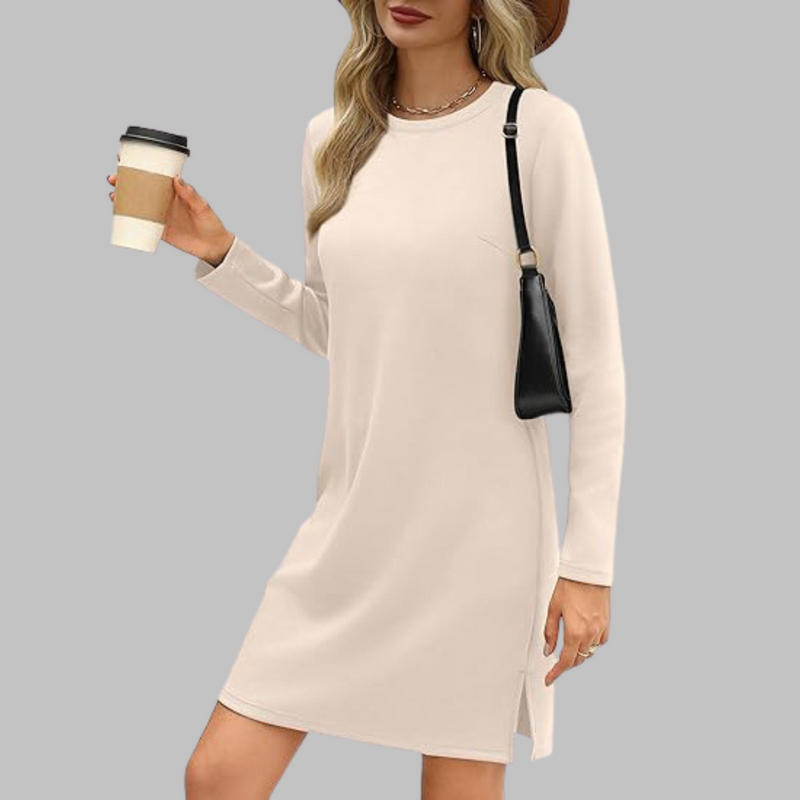 Tiana - Vestito Mini Casual a Maniche Lunghe con Scollo Rotondo